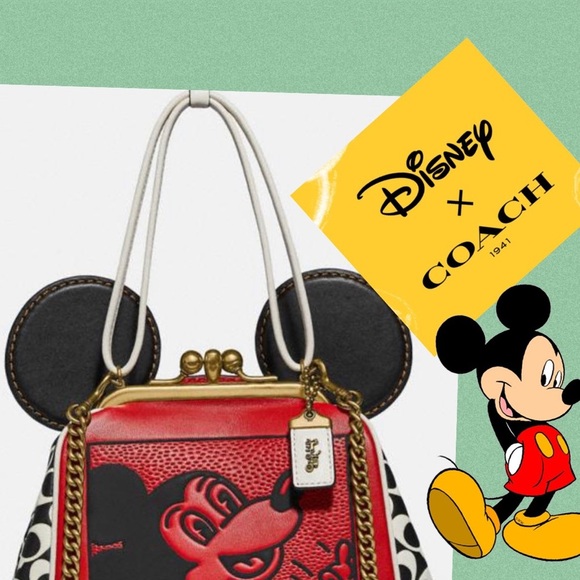 Disney X coach Mickey Mouse Ears BAG KISSLOCK limited Edition Rare Versatile - Picture 3 of 13